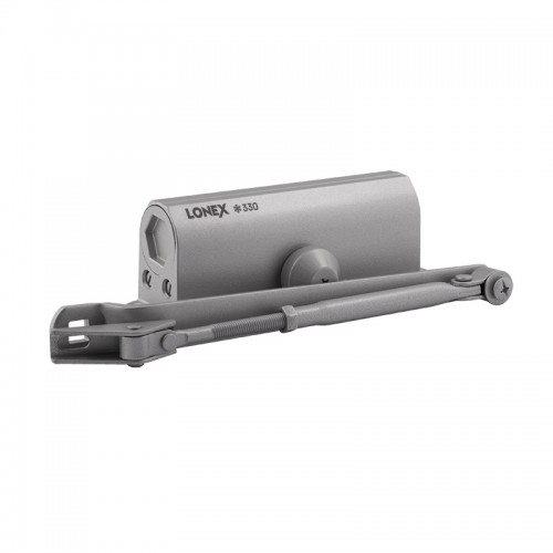 Доводчик дверной LONEX 330 (от 50 до 120 кг) (серый) морозостойкий